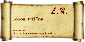 Lopos Mína névjegykártya
